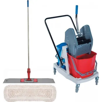 Úklidový vozík INPOSAN Kompletní úklidový set 40cm - vozík se ždímačem, držák mopu, AL tyč, mop