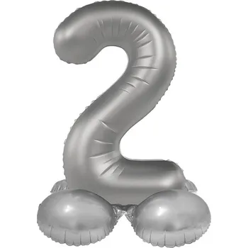Folat Balónek fóliový samostojný číslo 2 Měsíční stříbro, saténový lesk 72 cm