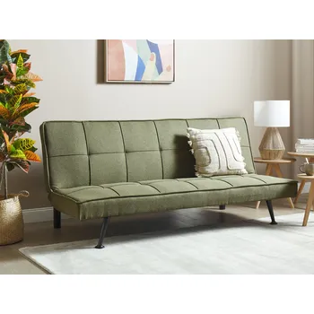 Pohovka Čalouněná rozkládací pohovka olivově zelená moderní nábytek do obývacího pokoje extra lůžko Beliani