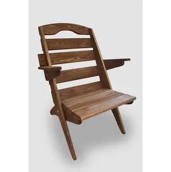 Vingo Skladací zahradní křeslo z borovice, vyšší – hnědá, 45 x 39 x 95 cm