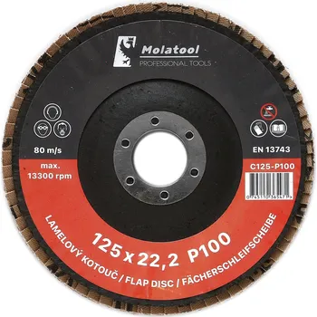 Brusný kotouč Lamelový brusný kotouč Molatool Keramický 125 mm P100