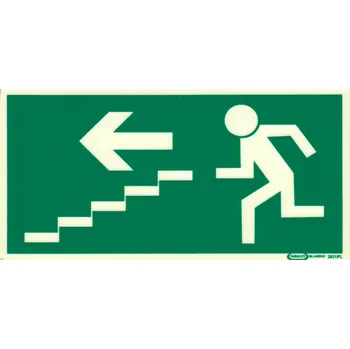 Únikové schodiště vlevo dolů (FL samolepka 210x105 mm)