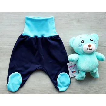 Dupačky AMÁLKA Bavlněné, kojenecké polodupačky, tmavě modré, tyrkys Velikost: 62