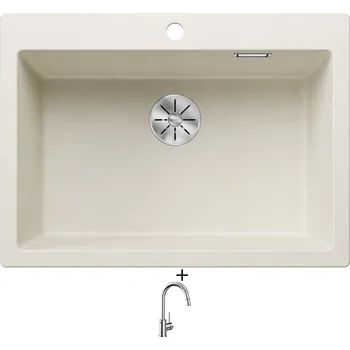 Granitový dřez Granitový dřez SET Blanco PLEON 8 bílá soft 527140 + Blanco MIDA-S chrom 521454