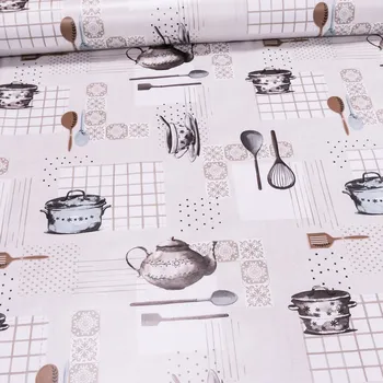 ubrus Ubrus PVC s textilním podkladem 1222-2 FANTASTIK, kuchyně šedá, š.140cm (metráž)