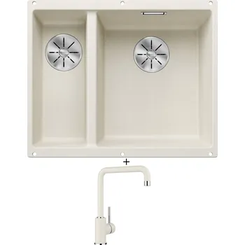 Granitový dřez Dřez pod desku SET Blanco SUBLINE 340/160 U bílá soft 527163 + Blanco MILI bílá soft 527461