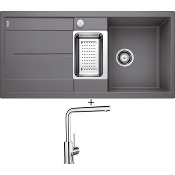 Granitový dřez Granitový dřez SET Blanco METRA 6 S šedá skála s excentrem 518877 + Blanco MILA chrom 519414