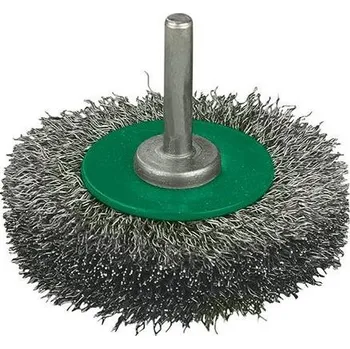 Drátěný kartáč Kartáč kulatý 50mm, ocelový, zvlněný, stopkový FORTIS