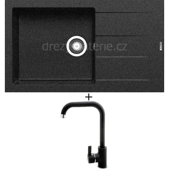 Granitový dřez Granitový dřez SET Pyramis ATHLOS (86X50) 1B 1D PLUS černá + Pyramis SILVIO černá
