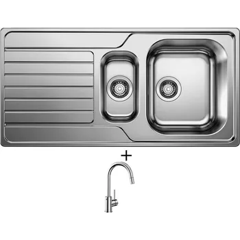 Nerezový dřez SET Blanco DINAS 6 S nerez kartáčovaný 523375 + Blanco MIDA-S chrom 521454