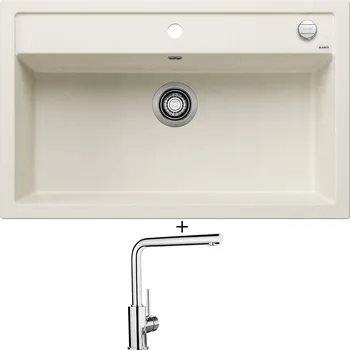 Granitový dřez Granitový dřez SET Blanco DALAGO 8 bílá soft s excentrem 527065 + Blanco MILA chrom 519414