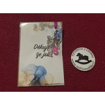 HandMade by VeJa Dárková karta - Děkuji, že jsi s přívěškem