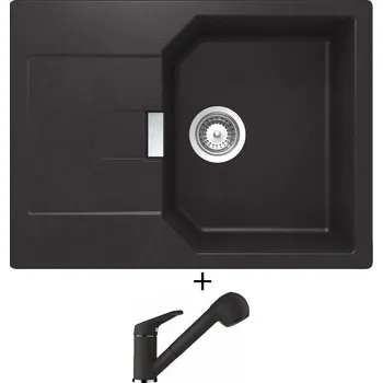 Granitový dřez Granitový dřez SET Schock MANHATTAN D-100S Nero + Schock COSMO 525122 Nero