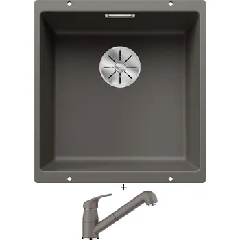 Granitový dřez Dřez pod desku SET Blanco SUBLINE 400 U šedá vulkán 527349 + Blanco DARAS-S šedá vulkán 526936