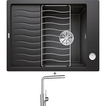 Granitový dřez SET Blanco ELON 45 S antracit + excentrické ovládání + Blanco MILA chrom 519414