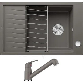 Granitový dřez Granitový dřez SET Blanco ELON XL 6 S šedá vulkán + excentrické ovládání + Blanco DARAS-S šedá vulkán 526936
