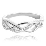 MINET Stříbrný propletený prsten s bílými zirkony vel. 67 JMAN0100SR67