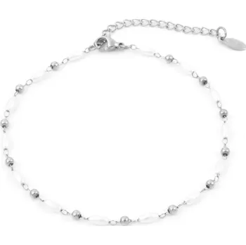 Náhrdelník Nerezový kotníkový řetízek s perlami stříbrný