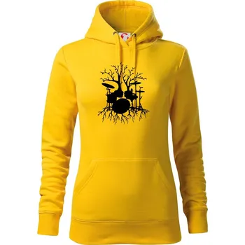 Dámská mikina Bubeník strom - Mikina dámská Cape s kapucí - 2XL ( Žlutá )