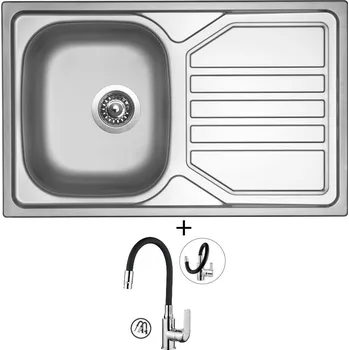 Kuchyňský dřez Nerezový dřez SET Sinks OKIO 800 V nerez matný + Kuchinox ELZA BKE 762D chrom/černá