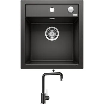 Kuchyňský dřez Granitový dřez SET Blanco DALAGO 45 černá s excentrem 525869 + Blanco MILI černá 526159