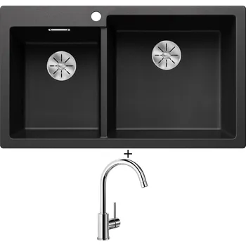 Granitový dřez Granitový dřez SET Blanco PLEON 9 antracit 523057 + Blanco MIDA chrom 517742