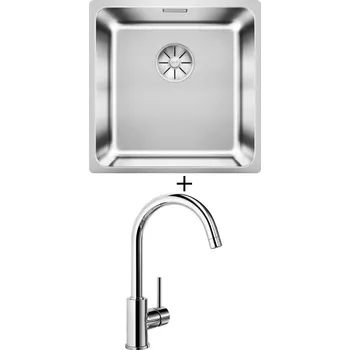Kuchyňský dřez Nerezový dřez SET Blanco SOLIS 400-IF nerez kartáčovaný 526118 + Blanco MIDA chrom 517742