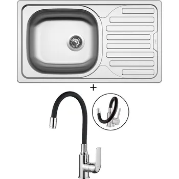 Nerezový dřez Nerezový dřez SET Sinks CLASSIC 760 V nerez matný + Kuchinox ELZA BKE 761D chrom/černá