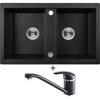 Granitový dřez Granitový dřez SET Laveo BARBADOS černá + Laveo IGA BGG 760D černá