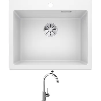 Granitový dřez Granitový dřez SET Blanco PLEON 6 bílá 521683 + Blanco MIDA chrom 517742