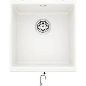 Granitový dřez Dřez pod desku SET Blanco ROTAN 400 U bílá 521334 + Blanco MIDA-S chrom 521454