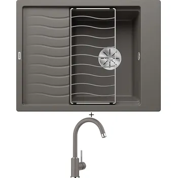 Granitový dřez Granitový dřez SET Blanco ELON 45 S šedá vulkán 527250 + odkapová mřížka + Blanco MIDA šedá vulkán 526965