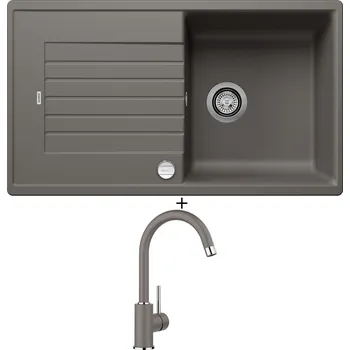 Kuchyňský dřez Granitový dřez SET Blanco ZIA 5 S šedá vulkán s excentrem + Blanco MIDA šedá vulkán 526965