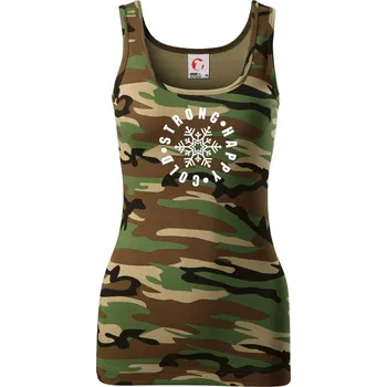 Dámské tričko Cold strong happy - Dámské Maskáčové tílko - S ( Hnědý maskáč )