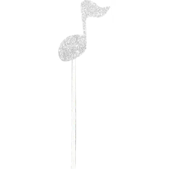 Jedlá dekorace na dort Zápich do dortu - Nota osminová - Stříbrná