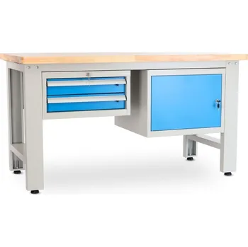 Dílenský stůl Dílenský stůl Solid OAK-21, 150 cm, 2 závěsné boxy, dub