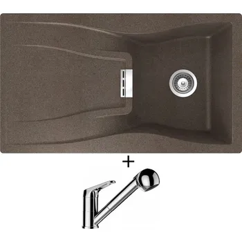 Granitový dřez Granitový dřez SET Schock WATERFALL D-100 Bronze + Schock COSMO 525122 chrom