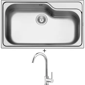 Nerezový dřez SET Pyramis TITAN (86x50) 1B nerez + Deante ASTER 062 M chrom