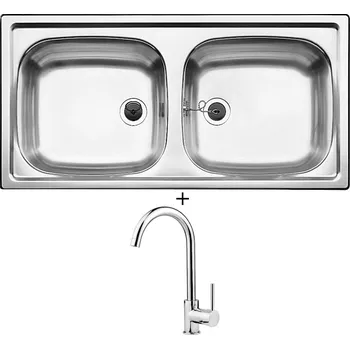 Nerezový dřez Nerezový dřez SET Blanco TOP EZ 8x4 nerez přírodní lesk 500372 + Deante ASTER 062 M chrom