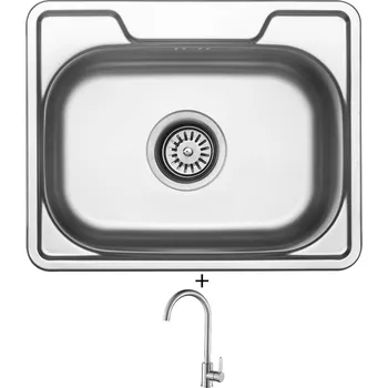 Kuchyňský dřez Nerezový dřez SET Sinks BAR 460 V nerez matný + Laveo BONA BAB 268D nerez