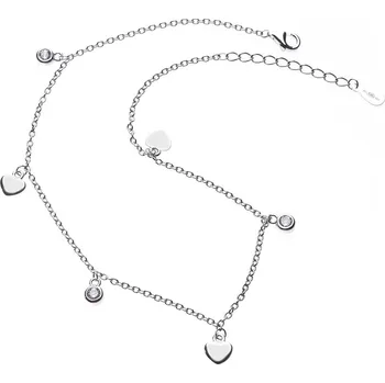 Souprava šperků Bealio BEALIO Stříbrný řetízek na nohu SRDCE zirkon Délka náramku: 24+3 cm 03-11050-1995