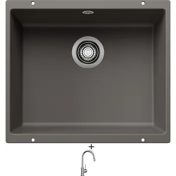 Granitový dřez Dřez pod desku SET Blanco ROTAN 500 U šedá vulkán 527329 + Blanco MIDA-S chrom 521454