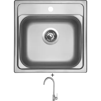 Nerezový dřez Nerezový dřez SET Sinks MANAUS 480 V nerez leštěný + Laveo BONA BAB 268D nerez