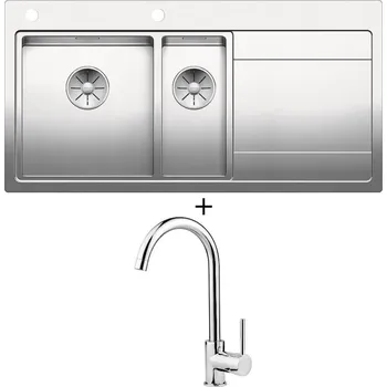 Nerezový dřez Nerezový dřez SET Blanco DIVON II 6 S IF nerez hedvábný lesk s excentrem 521661 + Deante ASTER 062 M chrom