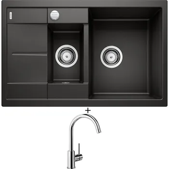 Granitový dřez Granitový dřez SET Blanco METRA 6 S Compact černá s excentrem 525925 + Blanco MIDA chrom 517742