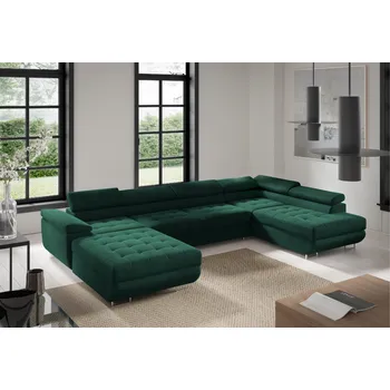 Sedací souprava Eka Rohová sedačka BEN U, 347 cm Barva látky: MONOLITH 37 (Smaragdově zelená)