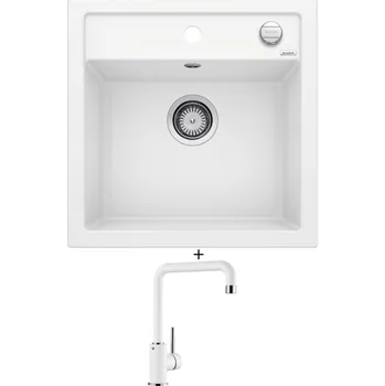 Granitový dřez Granitový dřez SET Blanco DALAGO 5 bílá s excentrem 518524 + Blanco MILI bílá 523107