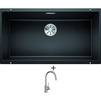 Granitový dřez Dřez pod desku SET Blanco SUBLINE 800 U antracit 523141 + Blanco MIDA-S chrom 521454