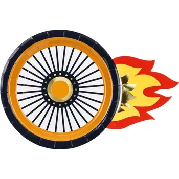 Papírové talíře s motivem závodního kola od auta 26,5x18 cm, 6 ks