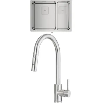 Nerezový dřez Nerezový dřez SET Teka FLEXLINEA RS15 2B 580 X nerez + Deante LIMA F72 M nerez